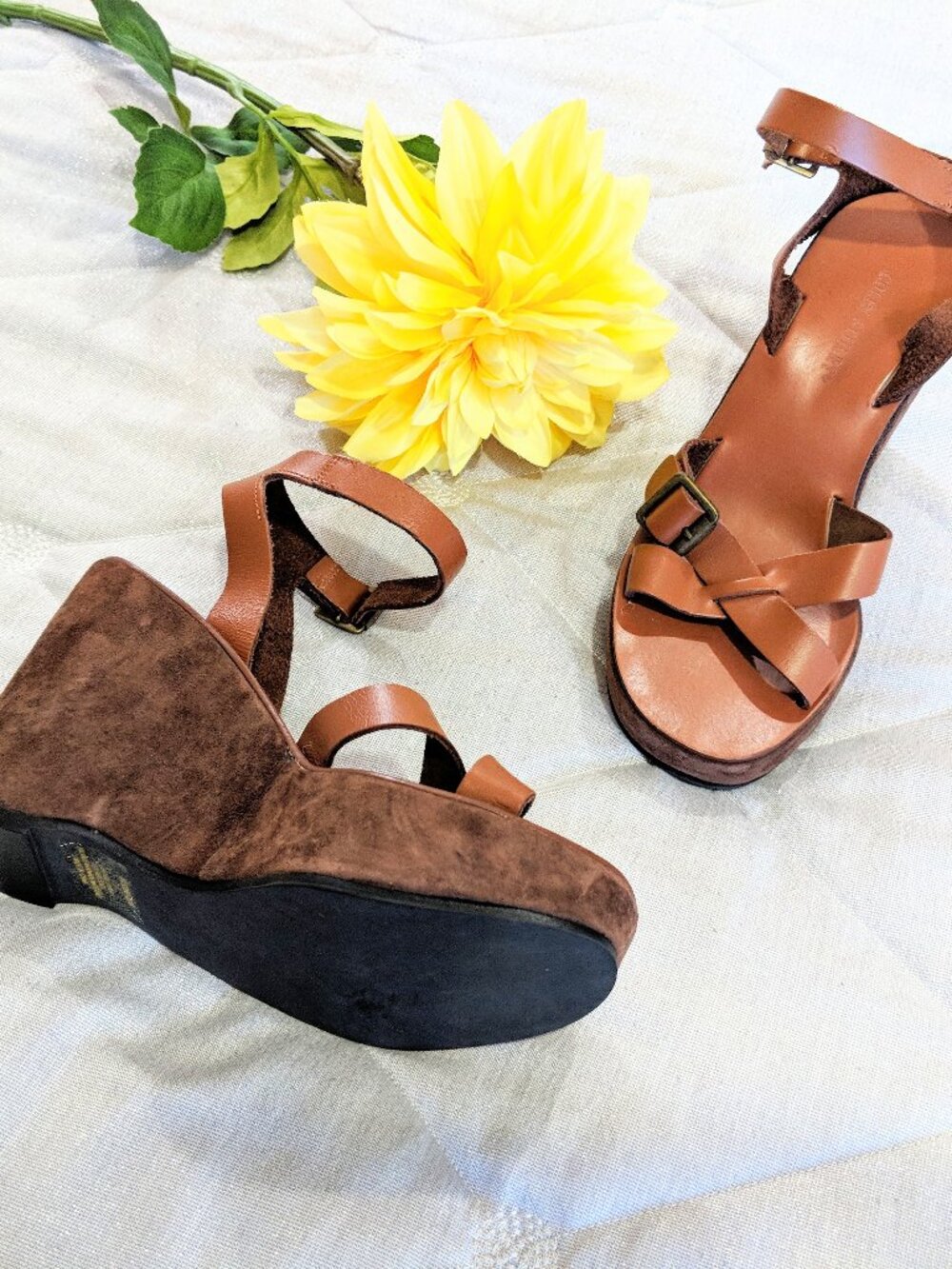 *COLIN STUART Leather Platform Sandals Sz 7.5